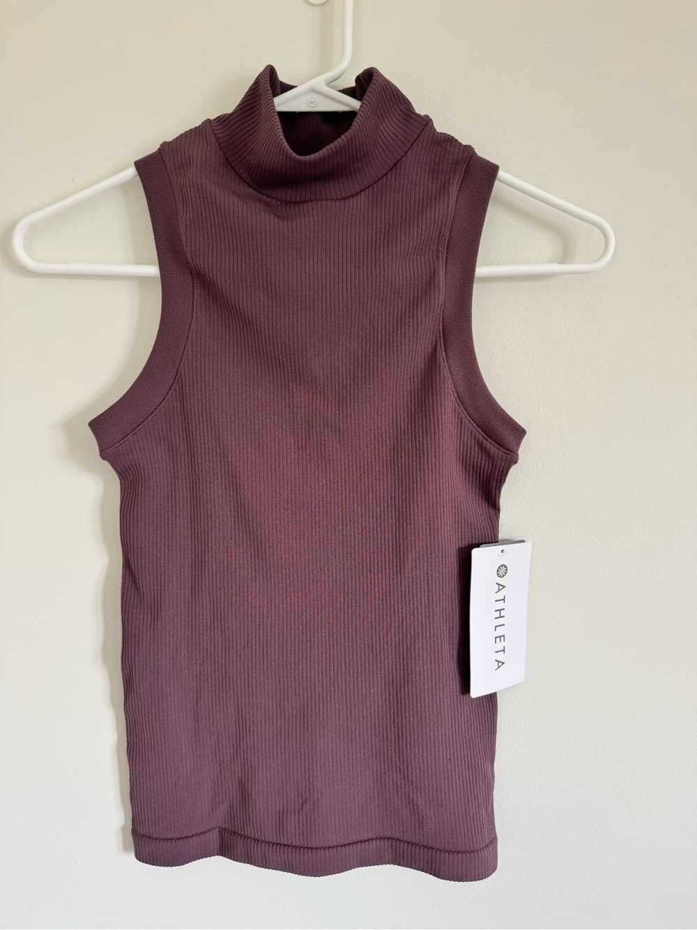 Athleta Sleeveless Ribbed Turtleneck Tank - Plum